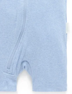 Short Ribbed Zip Growsuit