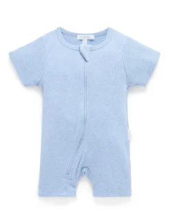 Short Ribbed Zip Growsuit