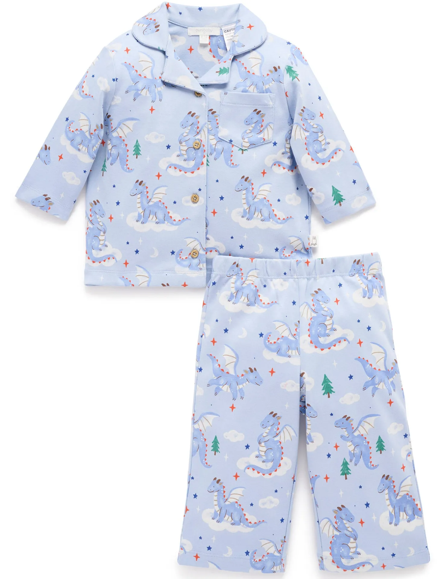 Sleeping Dragon Thick Button Up PJ Set