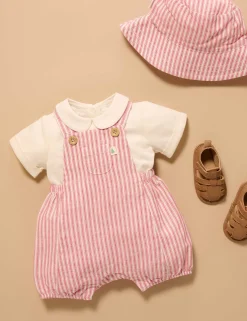 Striped Overall Set