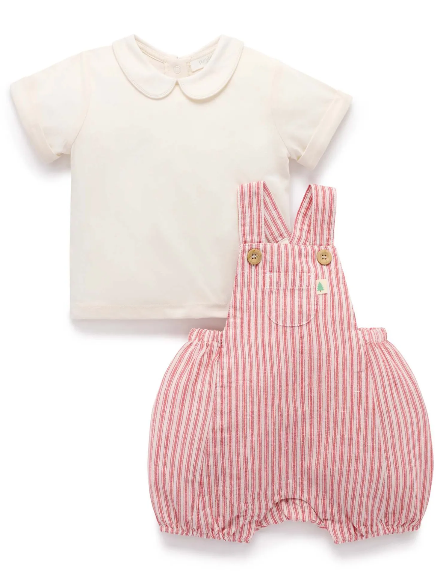 Striped Overall Set