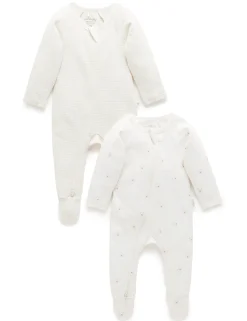Vanilla Bear 2 Pack Zip Growsuit