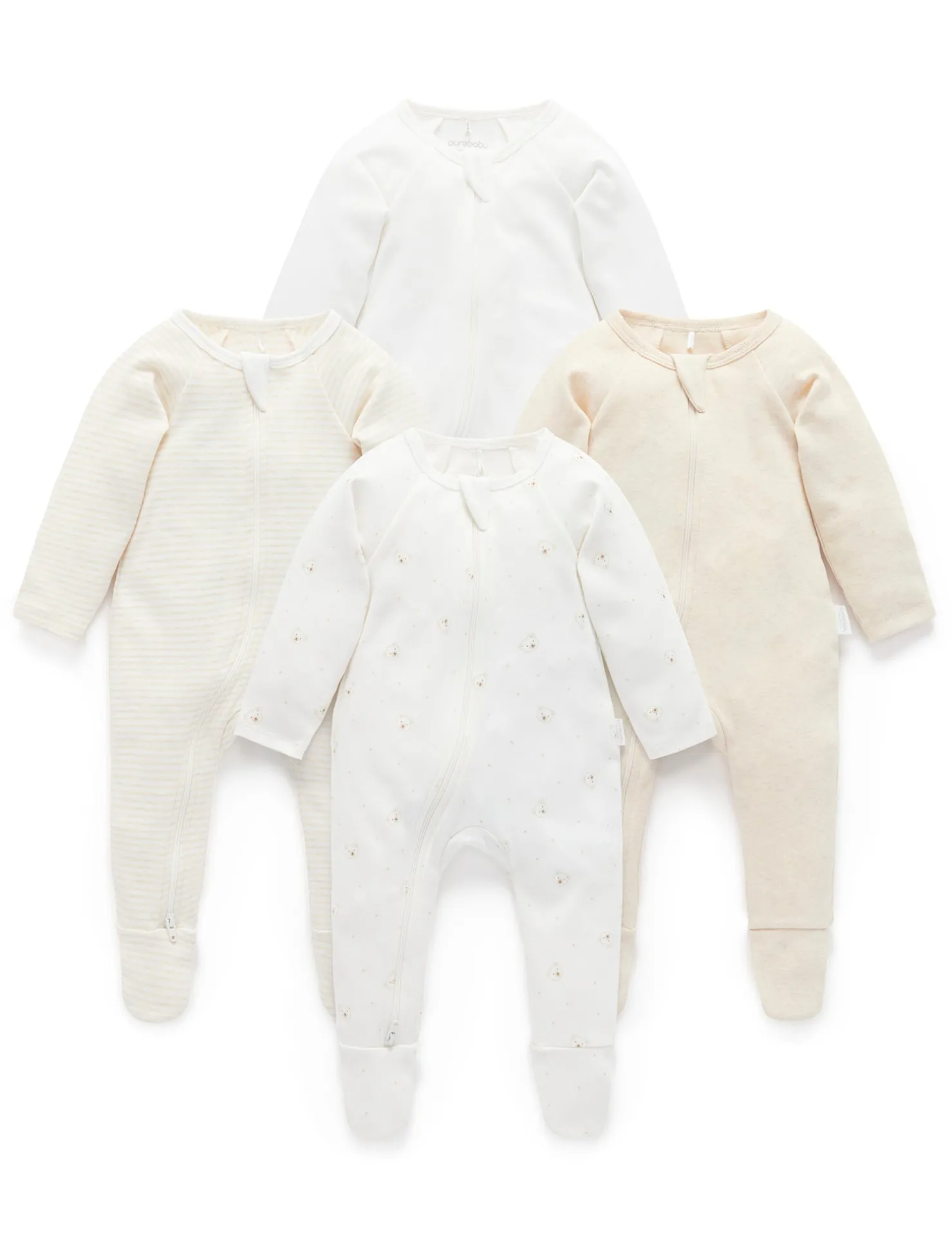 Vanilla Bear 4 Pack Zip Growsuit