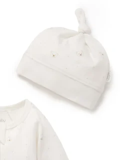 Vanilla Bear Zip Growsuit & Hat Set
