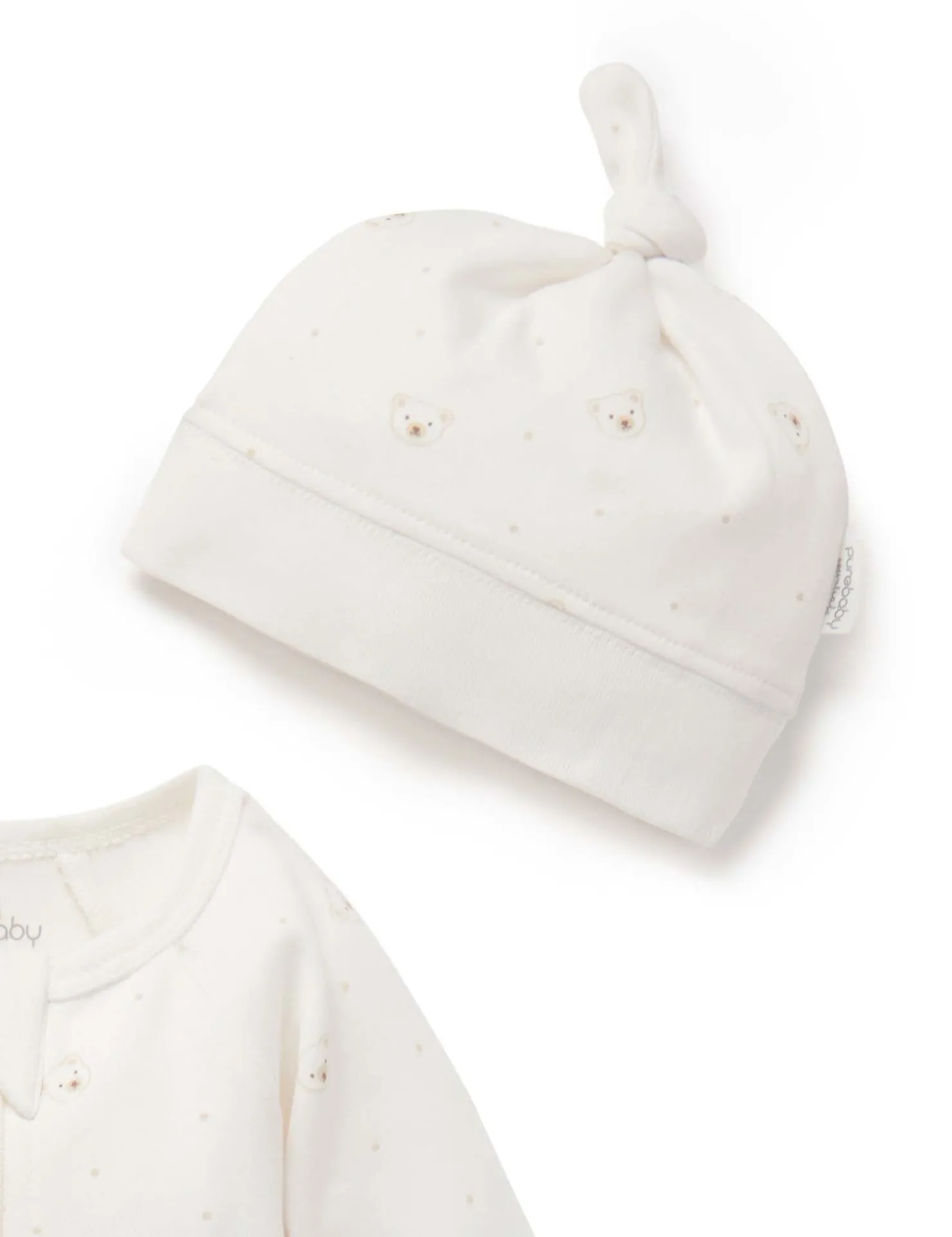Vanilla Bear Zip Growsuit & Hat Set
