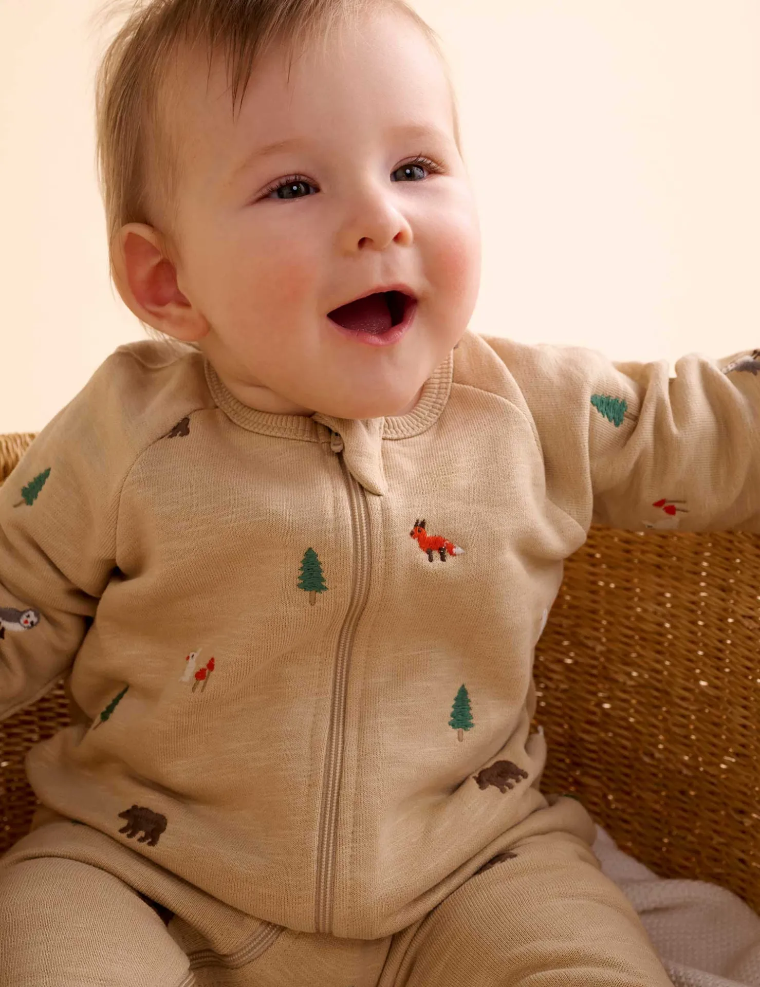 Woodland Embroidered Fleece Growsuit
